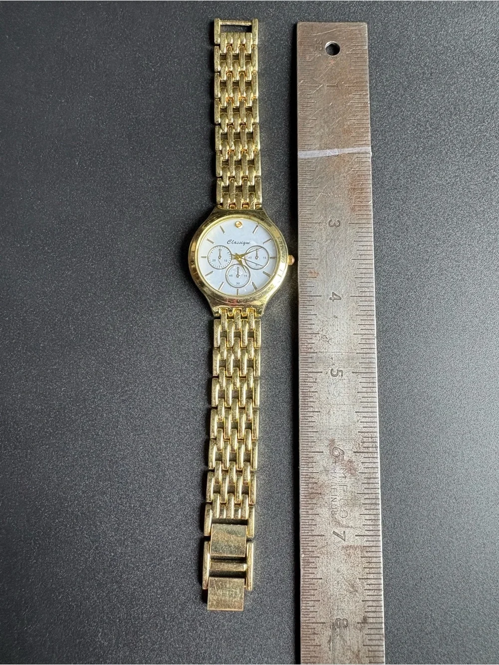 Classique Gold Tone Bracelet Watch with White Dial